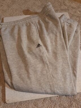 adidas Light Gray Kids' Fleece Joggers with Logo